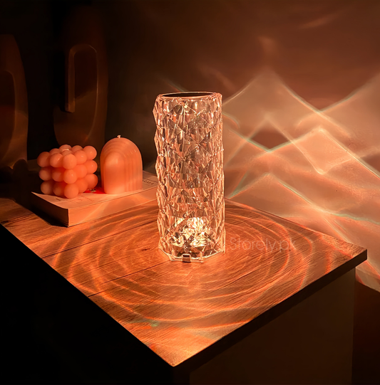 CRYSTAL TABLE ROSE LAMP