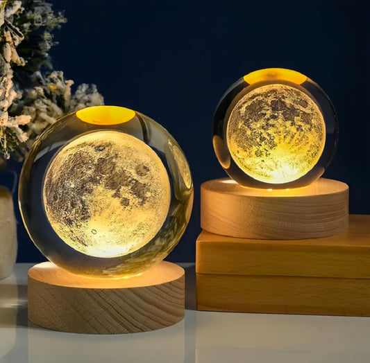 LED Crystal Galaxy Moon Lamp
